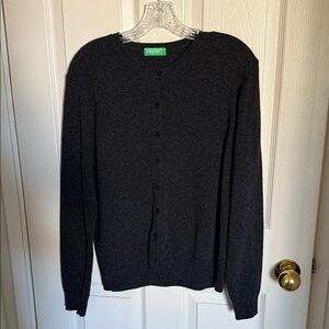 United Colors of Benetton Dark Gray Button-Up Cardigan, Size Small